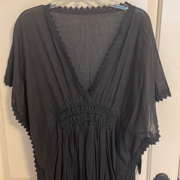 Gorgeous Short Caftan Swim Cover - Black, Handcrafted in Mexico NWOT - Picture 15 of 17